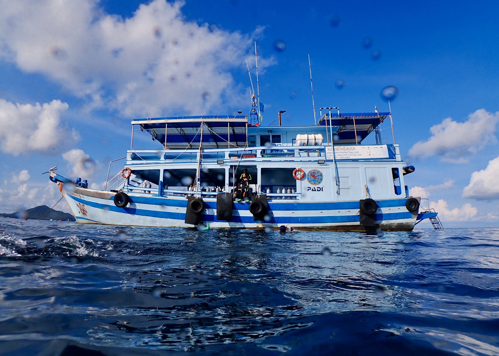 Dive boat on the water off Koh Tao, Thailand